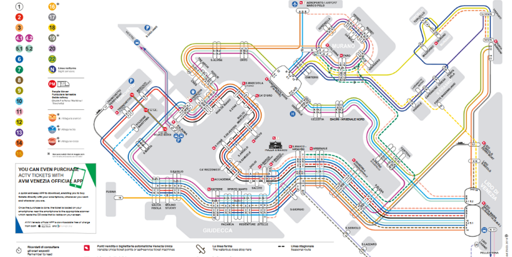 mappe linee vaporetti a venezia